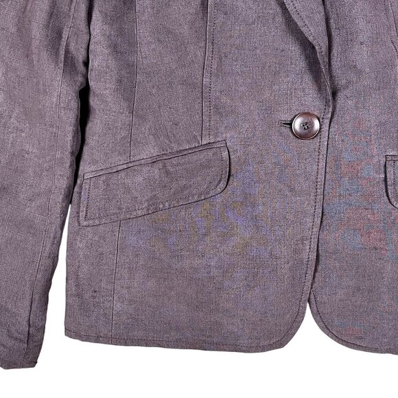 Jones New York Career Blazer Womens 4 Brown Silk & Linen Single Button Coat - Picture 6 of 7